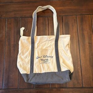 Walt Disney World large canvas tote bag with pocket and Velcro closure